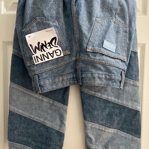 GANNI Diagonal-stripe denim jeans (Misy Cropped) - Picture 5 of 8